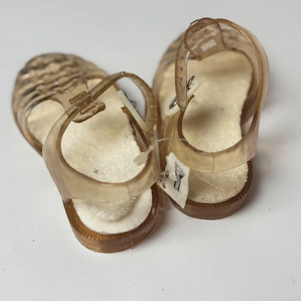 Vintage Toddler Jelly Sandals Gold Glitter Fisherman Shoes Size‎ 7 Made in USA